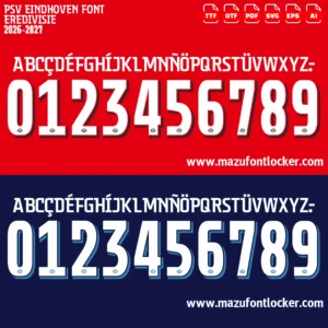 PSV Eindhoven 2026-2027 Font Vector – Stunning Boeren Football Heritage Masterpiece