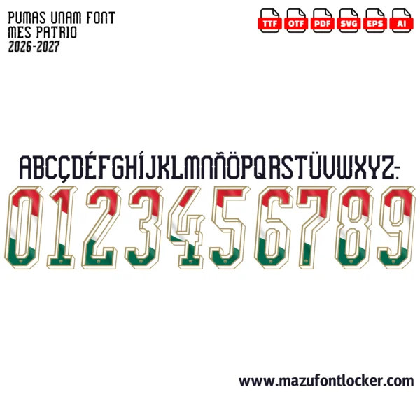 Pumas UNAM Mes Patrio 2026-2027 Font Vector – Epic Pumas Masterpiece
