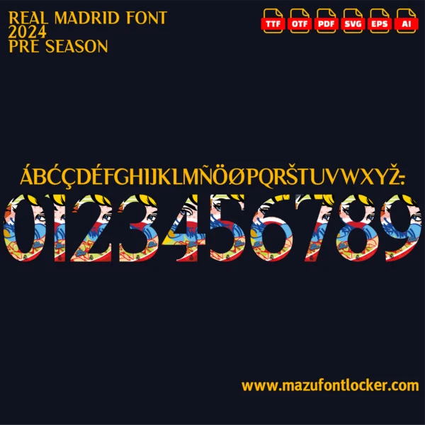 Real Madrid Pre Season 2023-2024 Font Vector – Legendary Los Blancos Masterpiece