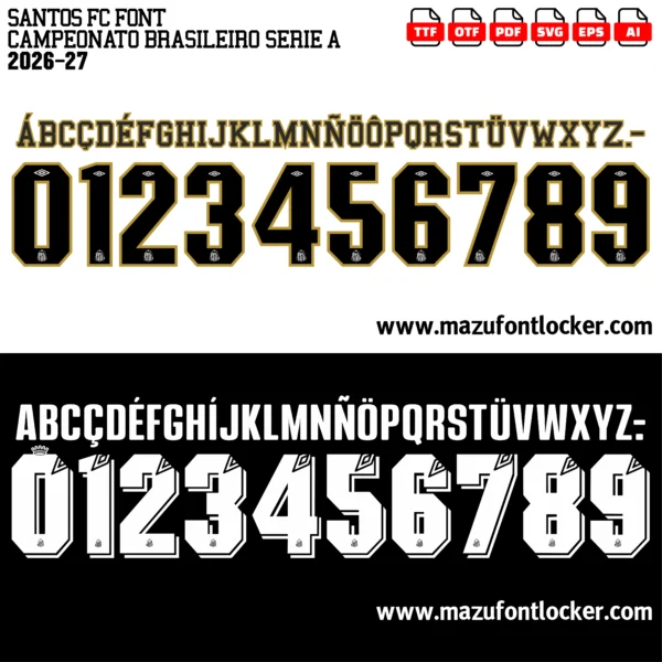 Santos FC 2026-27 Font Vector – Stunning Santástico Brazilian Icon