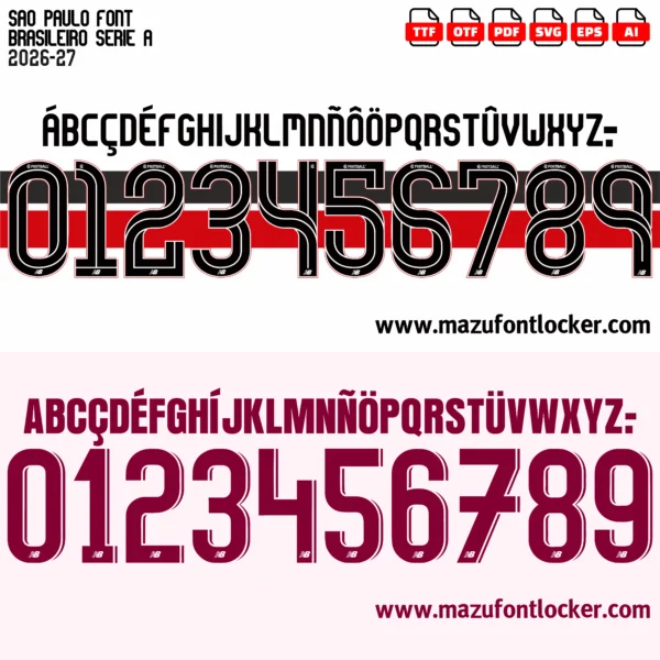 Sao Paulo 2026-2027 Font Vector – Epic Tricolor Paulista Masterpiece