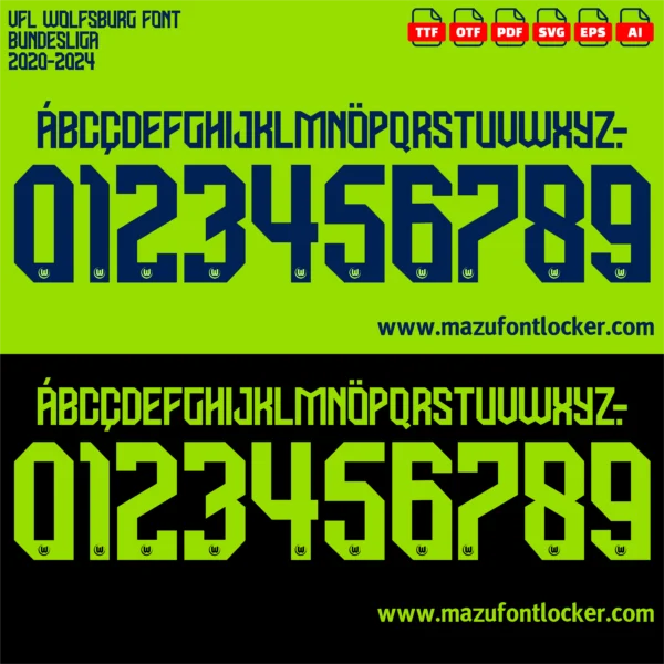 VfL Wolfsburg 2020-2024 Font Vector – Stunning Wolves Masterpiece