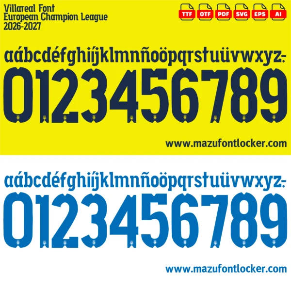 Villarreal UCL 2026-2027 Font Vector – Epic Submarino Amarillo Masterpiece