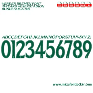 Werder Bremen 100 Years Weserstadion 2026 Font Vector – Legendary Green-Whites Masterpiece
