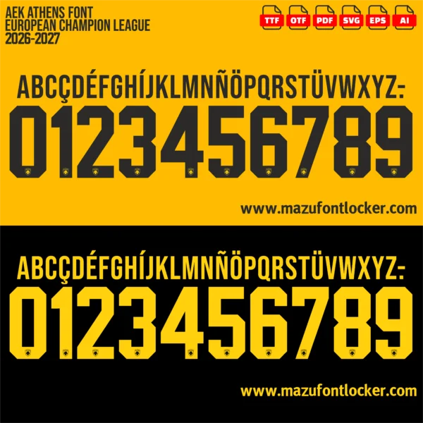 AEK Athens UCL 2026-2027 Font Vector – Legendary Dikefalos Aetos Masterpiece