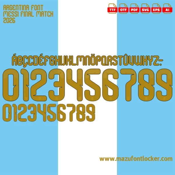 Argentina Messi Final Match 2026 Font Vector – Legendary Albiceleste Masterpiece