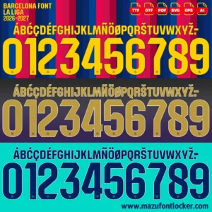 Barcelona La Liga 2026-2027 Font Vector – Stunning Blaugrana Champions Typeface