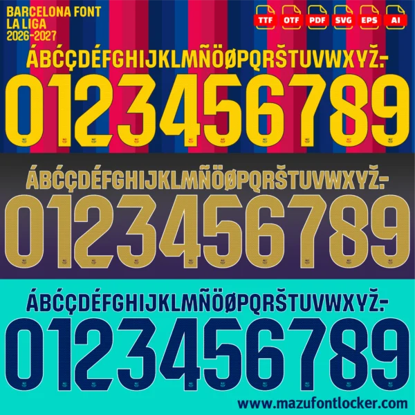 Barcelona La Liga 2026-2027 Font Vector – Stunning Blaugrana Champions Typeface