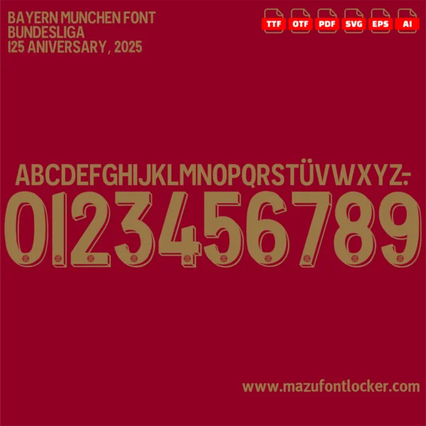 Bayern Munich 2025 125 Year Anniversary Font Vector – Legendary Die Roten Masterpiece