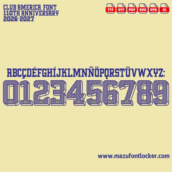 Club America 2026-2027 110th Anniversary Font Vector – Legendary Las Águilas Masterpiece