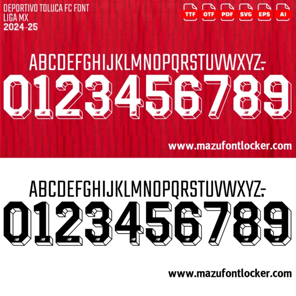 Deportivo Toluca 2024-2025 Font Vector – Legendary Diablos Rojos Masterpiece