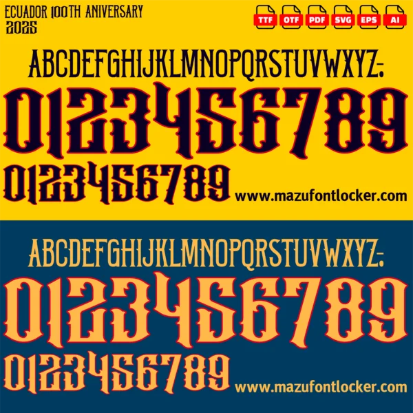 Ecuador 100th Anniversary 2025 Font Vector – Legendary La Tri Masterpiece