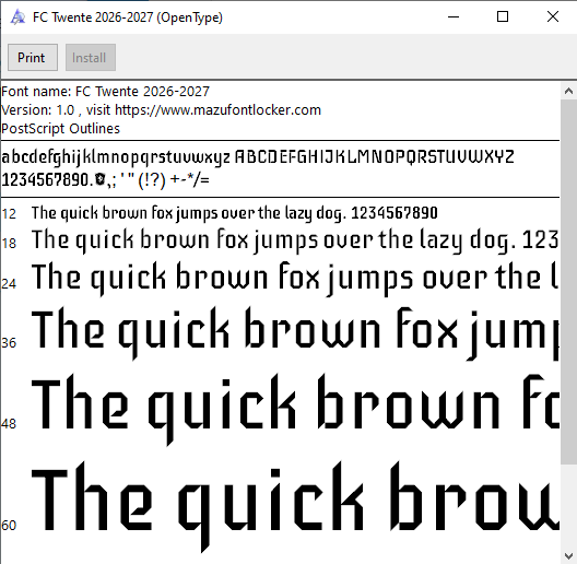FC Twente 2026-2027 Font Vector – Legendary De Tukkers Masterpiece