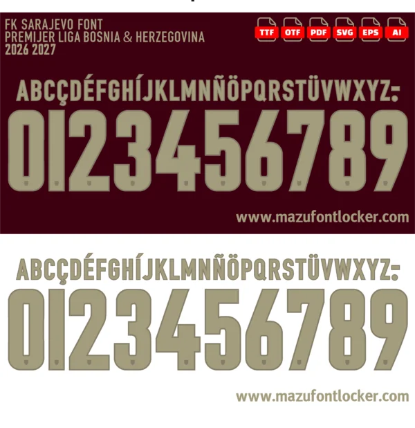 FK Sarajevo 2026-2027 Font Vector – Legendary Bordo-bijeli Masterpiece