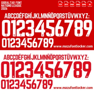 Gibraltar Nations League 2026 Font Vector – Legendary Team 54 Masterpiece