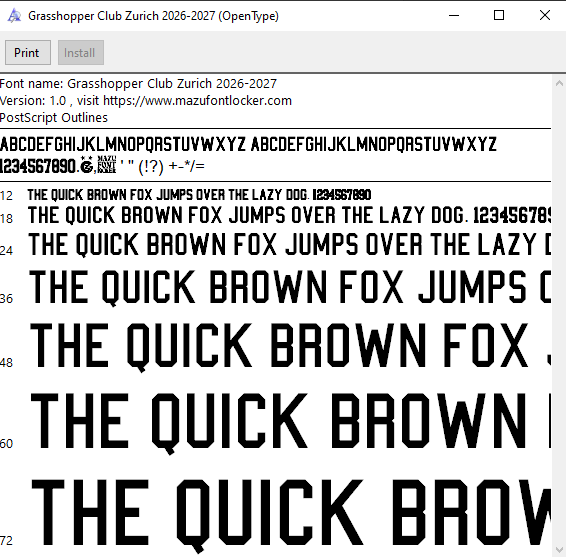 Grasshopper Club Zurich 2026-2027 Font Vector – Legendary Hoppers Masterpiece