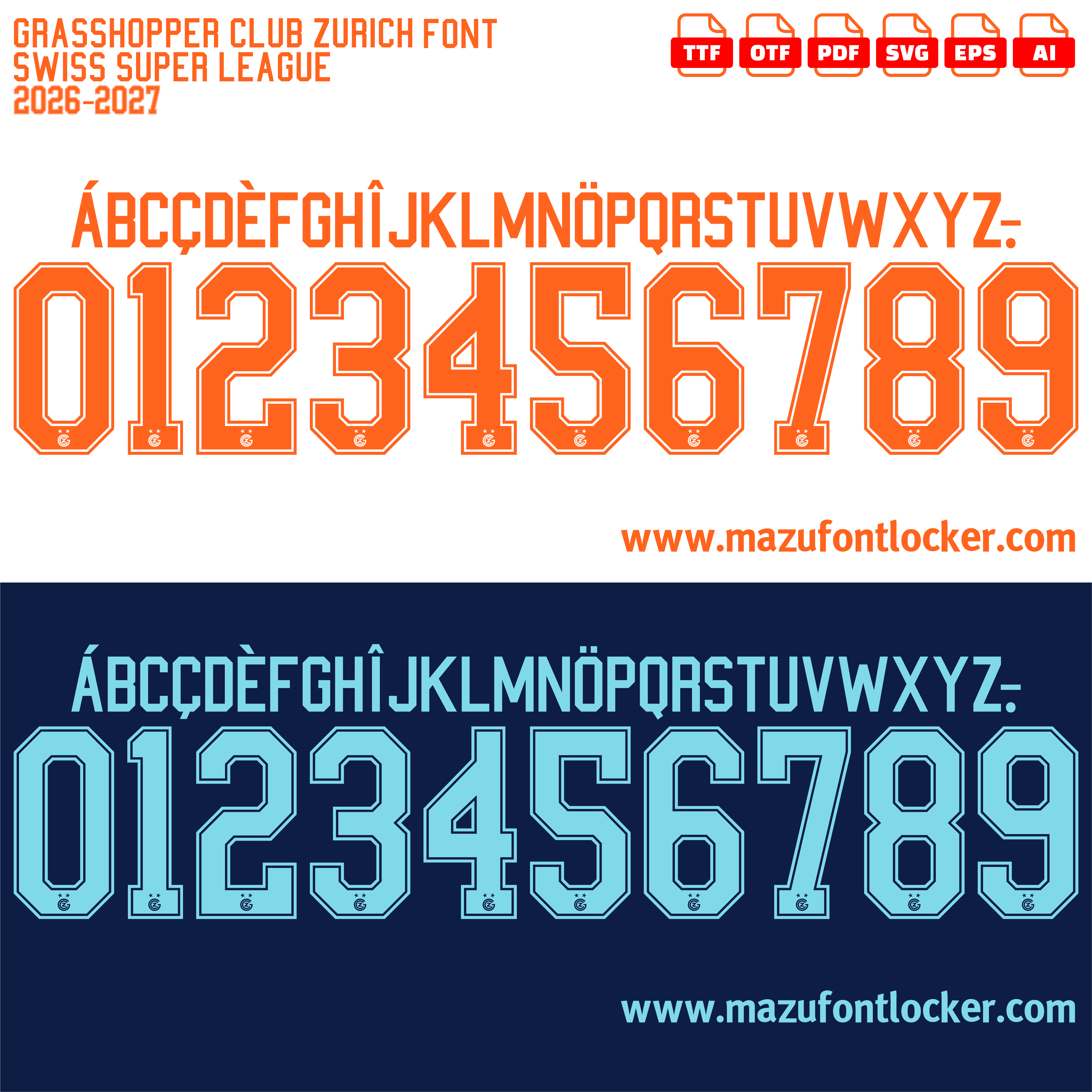 Grasshopper Club Zurich 2026-2027 Font Vector – Legendary Hoppers Masterpiece