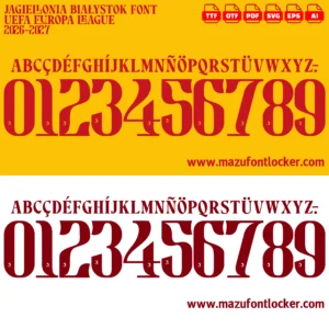 Jagiellonia Białystok UEL 2026-2027 Font Vector – Legendary Żółto-Czerwoni Masterpiece