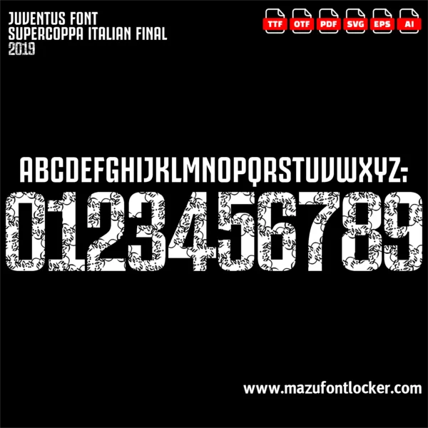 Juventus Super Coppa Italian Final 2019 Font Vector – Legendary Bianconeri Masterpiece