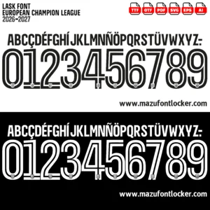 LASK UCL 2026-2027 Font Vector – Legendary Schwarz-Weißen Masterpiece