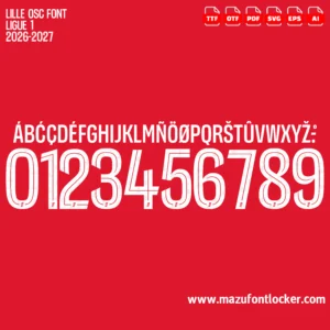 Lille OSC Ligue 1 2026-2027 Font Vector – Legendary Les Dogues Masterpiece