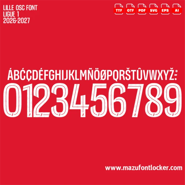 Lille OSC Ligue 1 2026-2027 Font Vector – Legendary Les Dogues Masterpiece