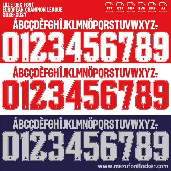 Lille OSC UCL 2026-2027 Font Vector – Epic Les Dogues Masterpiece