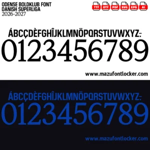 Odense Boldklub 2026-2027 Font Vector – Legendary De Stribede Masterpiece