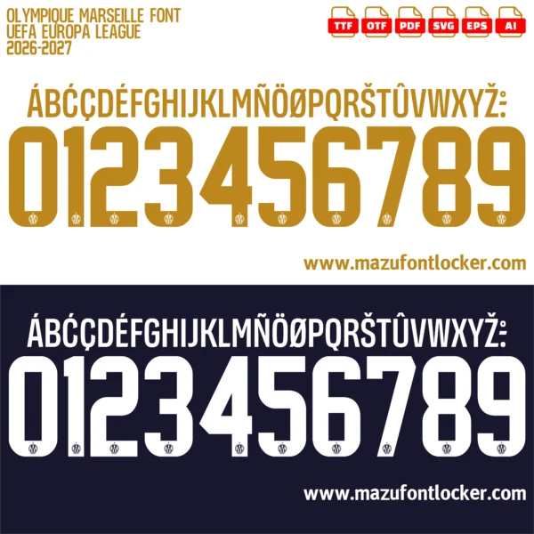 Olympique Marseille UEL 2026-2027 Font Vector – Legendary Les Phocéens Masterpiece