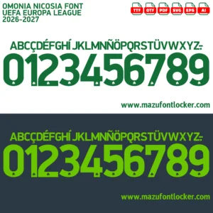 Omonia Nicosia UEL 2026-2027 Font Vector – Legendary Shamrock Masterpiece