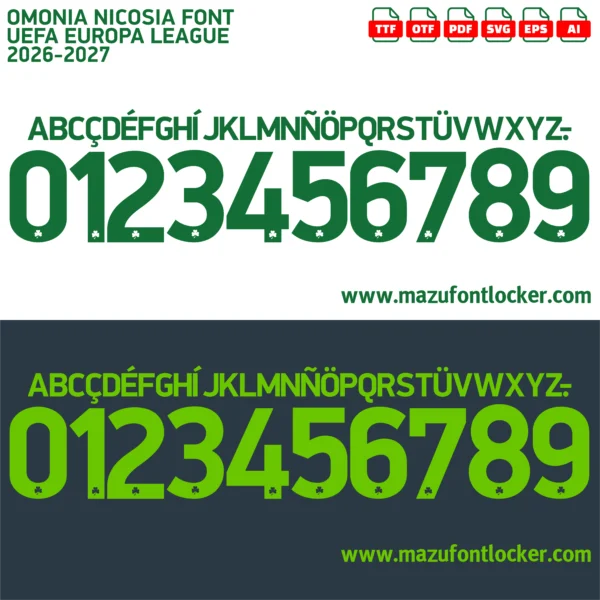 Omonia Nicosia UEL 2026-2027 Font Vector – Legendary Shamrock Masterpiece
