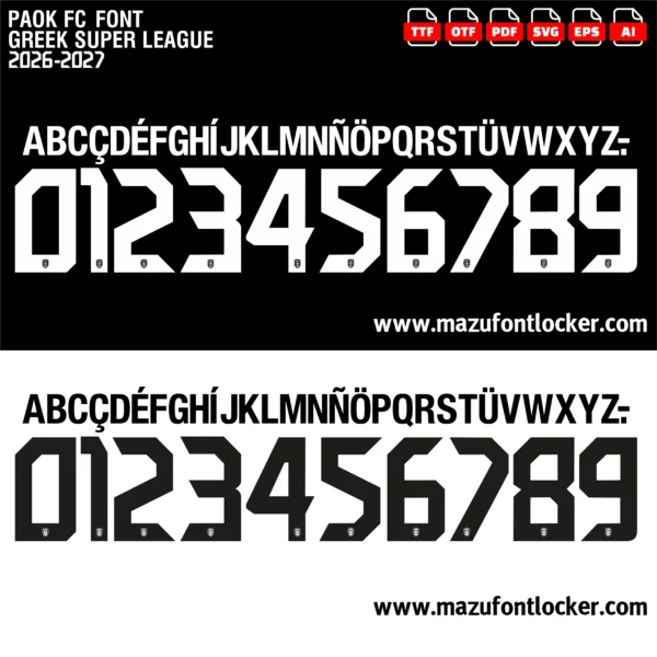 PAOK FC 2026-2027 Font Vector – Legendary Dikefalos Masterpiece