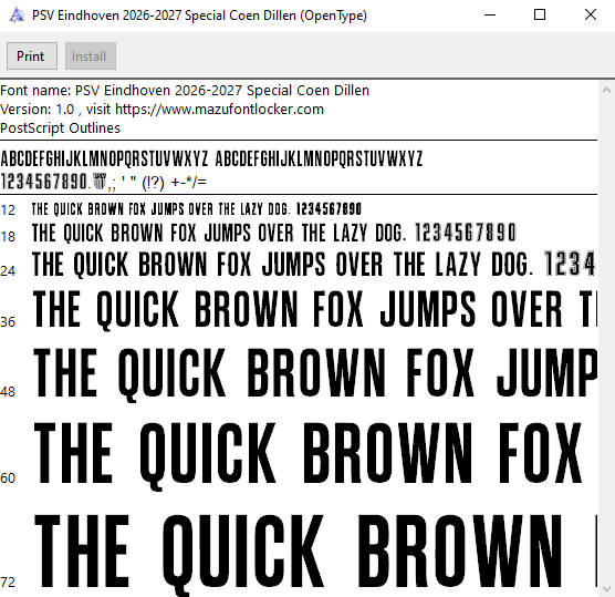PSV Eindhoven 2026-2027 Special Coen Dillen Font Vector – Legendary Rood-witten Masterpiece