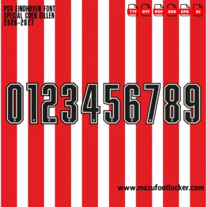 PSV Eindhoven 2026-2027 Special Coen Dillen Font Vector – Legendary Rood-witten Masterpiece
