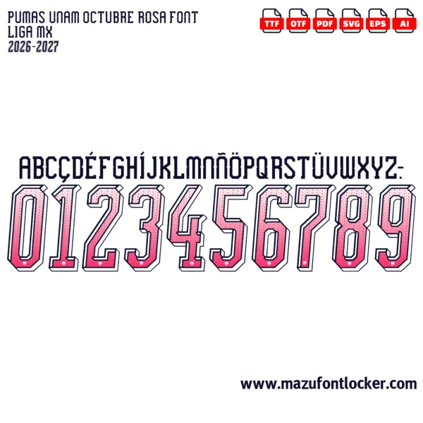 Pumas UNAM Octubre Rosa 2026-2027 Font Vector – Legendary Los Pumas Masterpiece