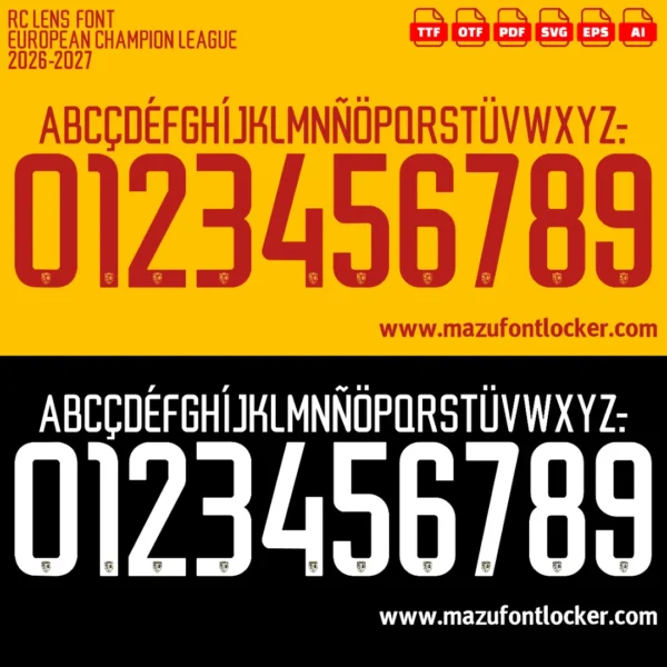 RC Lens UCL 2026-2027 Font Vector – Stunning Sang et Or Masterpiece
