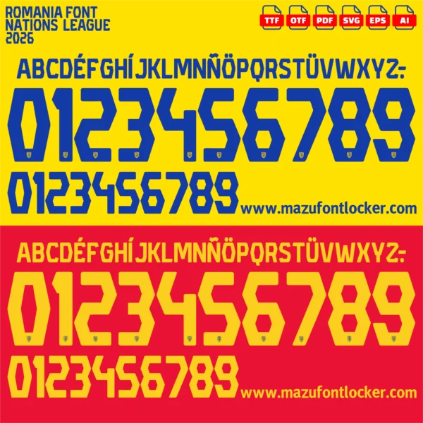 Romania Nations League 2026 Font Vector – Legendary Tricolorii Masterpiece