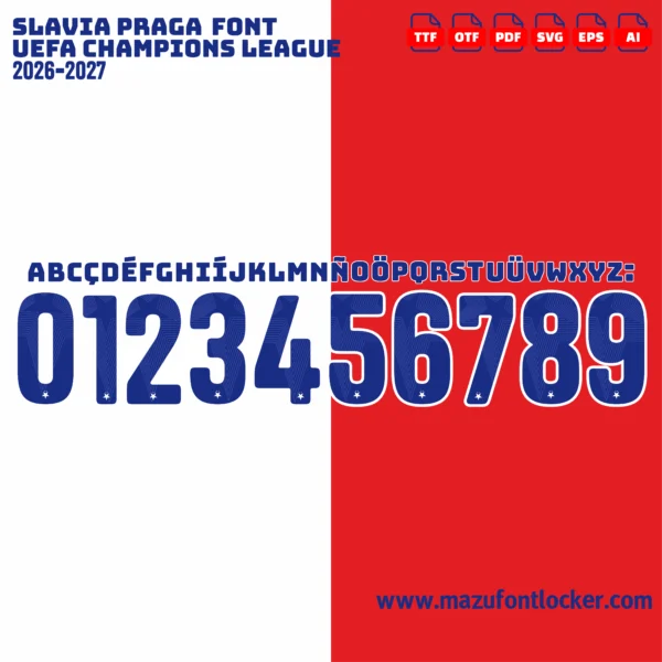 SK Slavia Prague UCL 2026-2027 Font Vector – Legendary Červenobílí Masterpiece