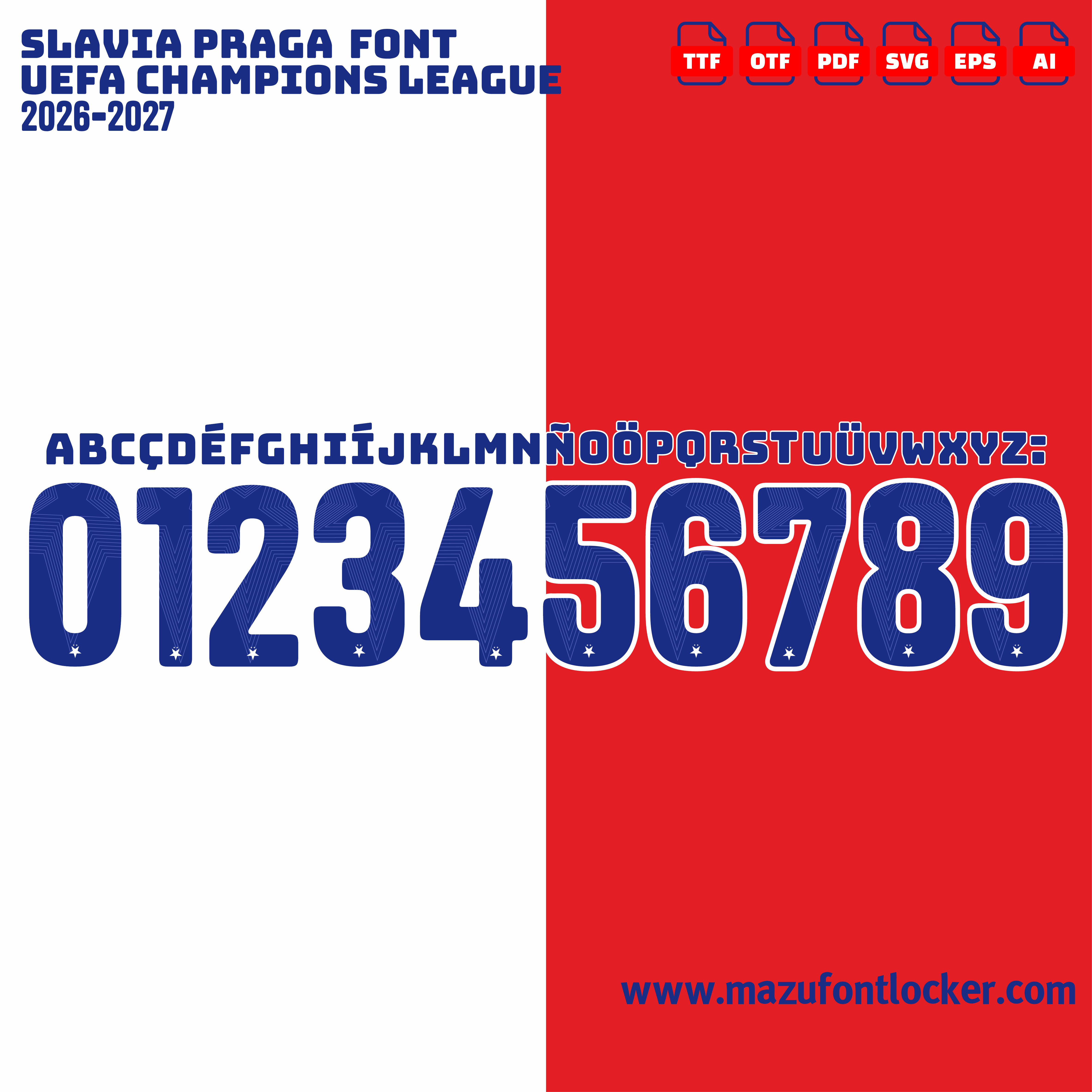 SK Slavia Prague UCL 2026-2027 Font Vector – Legendary Červenobílí Masterpiece