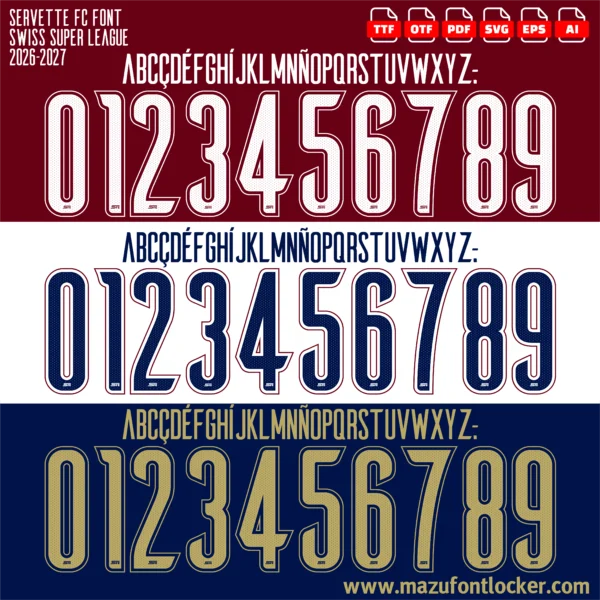 Servette FC 2026-2027 Font Vector – Legendary Grenats Masterpiece