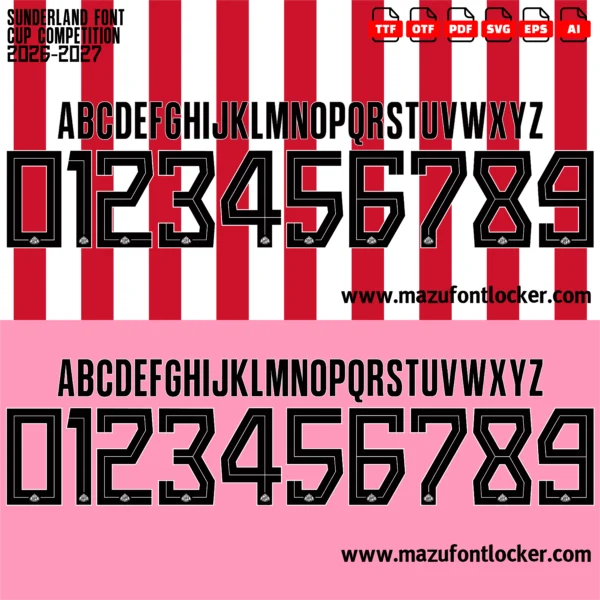 Sunderland 2026-2027 Font Vector – Legendary Black Cats Masterpiece