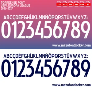 Torreense UEL 2026-2027 Font Vector – Legendary Azul-grenás Masterpiece