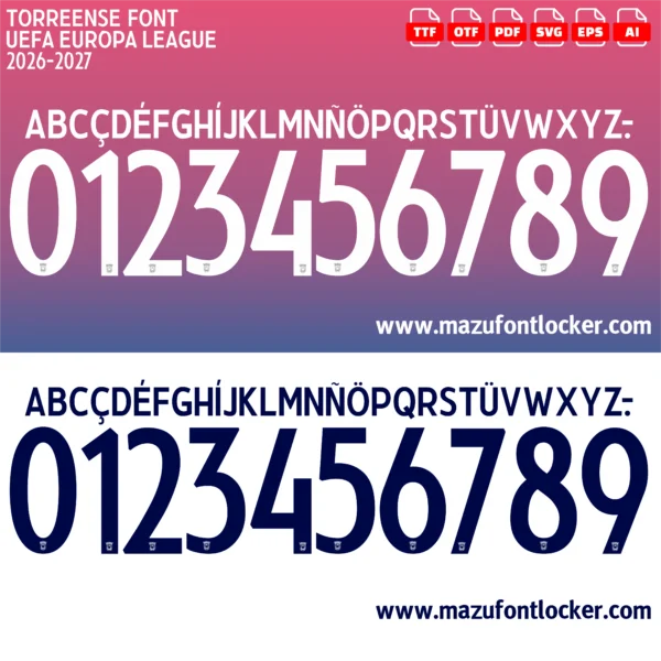 Torreense UEL 2026-2027 Font Vector – Legendary Azul-grenás Masterpiece