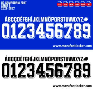 UC Sampdoria 2026-2027 Font Vector – Legendary Blucerchiati Masterpiece