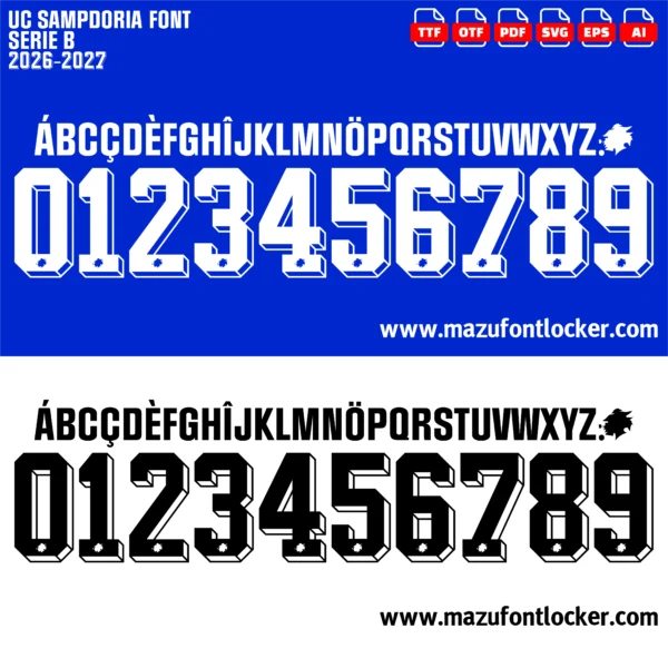 UC Sampdoria 2026-2027 Font Vector – Legendary Blucerchiati Masterpiece