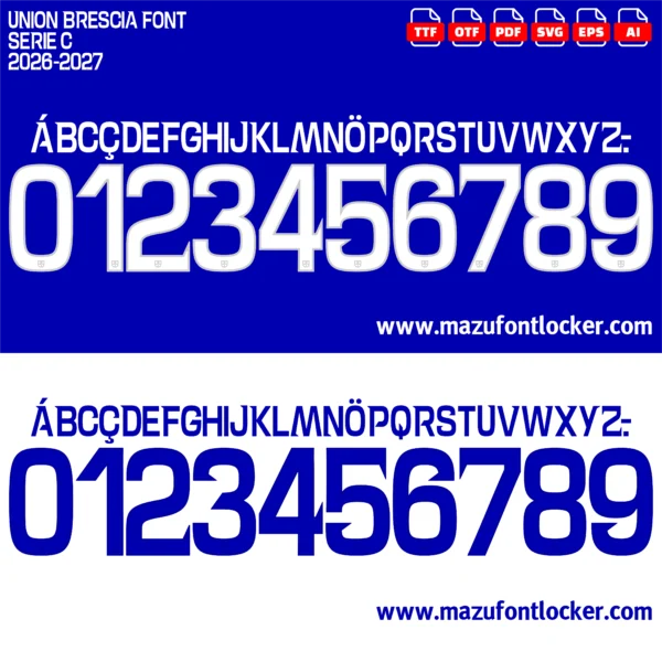 Union Brescia 2026-2027 Font Vector – Legendary Biancazzurri Masterpiece