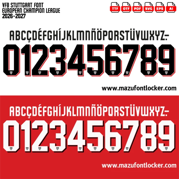 VfB Stuttgart UCL 2026-2027 Font Vector – Legendary Die Roten Masterpiece